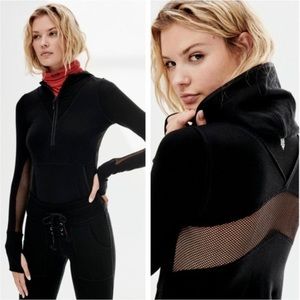 FREE PEOPLE Movement Hoodie Markle Mesh 1/2 zip hooded Workout Sweatshirt Size S